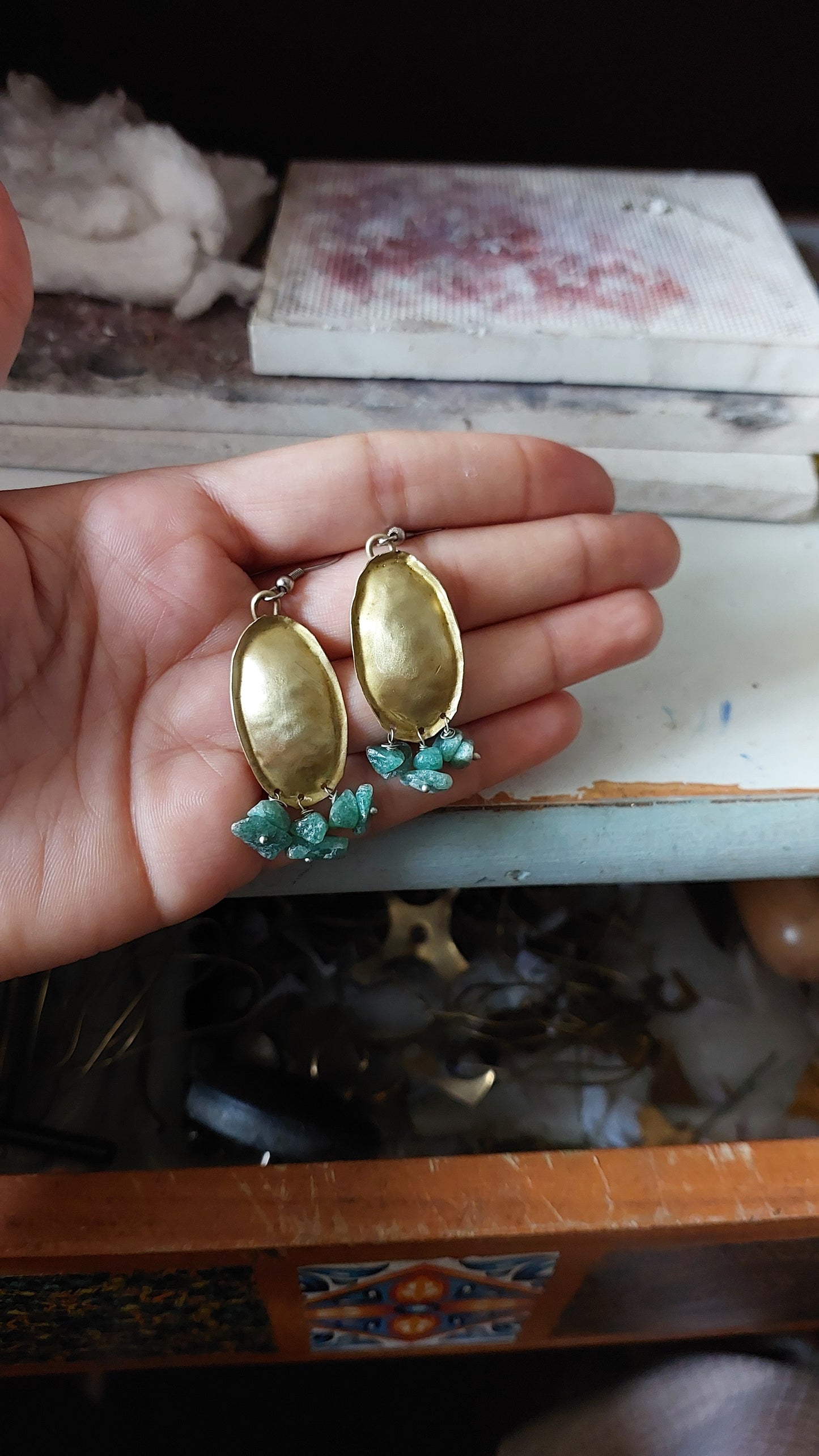 Green Oval Earrings