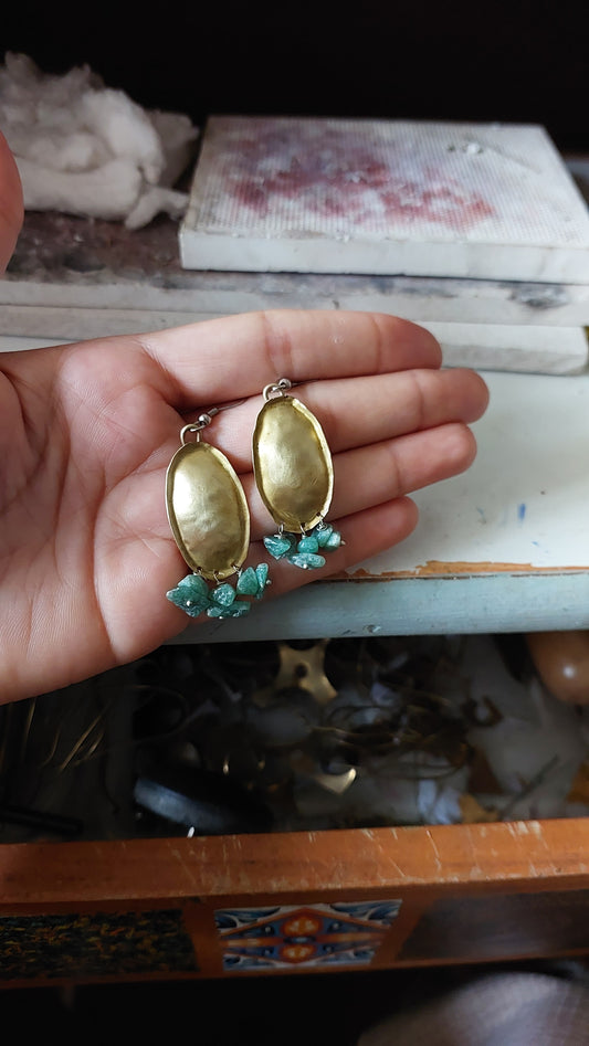 Green Oval Earrings