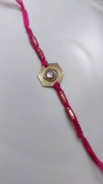 Brass Rakhi Pink 2